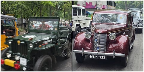 மாநகர சாலைகளில் அணிவகுத்த பழமையான காா்கள்.