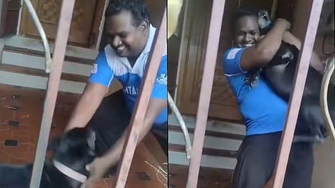 வளர்ப்பு நாயுடன் திவாகர் 