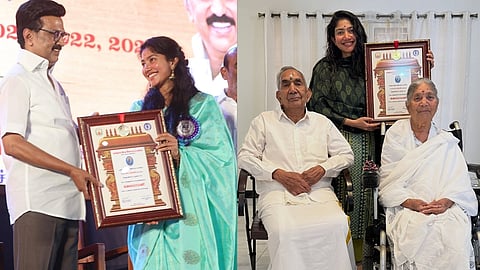 Sai Pallavi shared Kalaimamani Award photos.