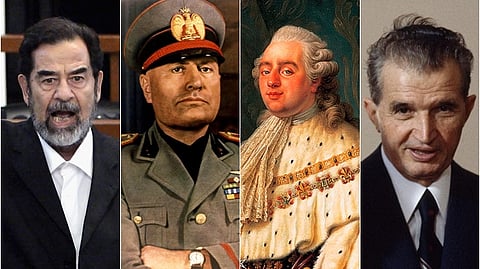 சதாம் உசைன் முசோலினி -பதினாறாம் லூயி -நிகோலே செவுசெஸ்கு.