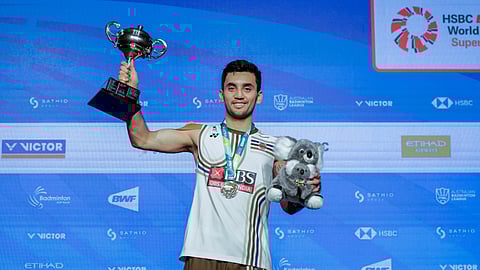 Lakshya Sen with the medal.