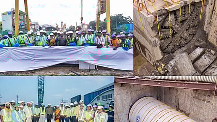 சென்னை கொளத்தூா் மெட்ரோவில் சுரங்கம் தோண்டும் பணியை தொடங்கிய குறிஞ்சி, பணியை முடித்து வெளியே வந்த முல்லை இயந்திரங்கள்.