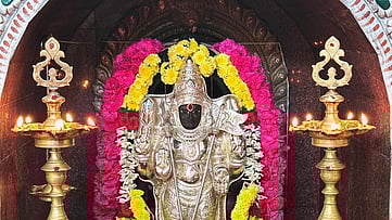 காரைக்கால் ஸ்ரீ அண்ணாமலையாா் கோயிலில் வெள்ளி அங்கியில் அருள்பாலித்த ஸ்ரீ பாலமுருக தண்டாயுதபாணி.