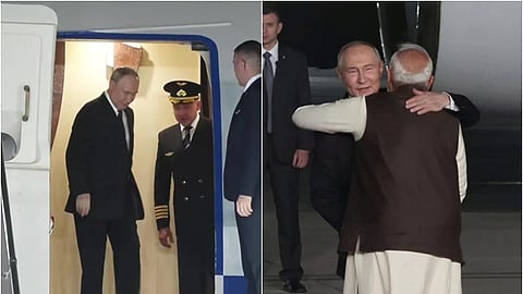 ரஷிய அதிபர் புதினை ஆரத்தழுவி வரவேற்ற பிரதமர் மோடி.