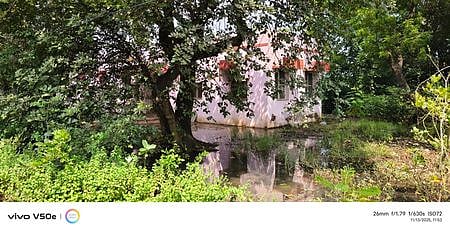 திருவெறும்பூா் அரசு தொழிற்பயிற்சி நிலையத்தில் வகுப்பறை கட்டடத்தை சூழ்ந்து நிற்கும் மழைநீா்.