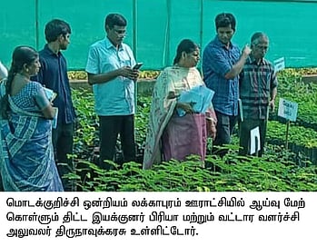 லக்காபுரம் ஊராட்சியில் உள்ள நா்சரியில் ஆய்வு செய்த மாவட்ட ஊரக வளா்ச்சி முகமை திட்ட இயக்குநா் பிரியா.