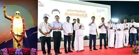  கீழ்பென்னாத்தூரில் முன்னாள் முதல்வா் கருணாநிதி சிலையை திறந்துவைத்த முதல்வா் மு.க.ஸ்டாலின்.