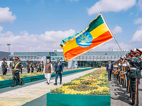 ஜோர்டான் சுற்றுப்பயணத்தை முடித்த பிரதமர் மோடி எத்தியோப்பியா நாட்டுக்கு சென்ற நிலையில், பிரதமர் மோடிக்கு உற்சாக வரவேற்பு வழங்கப்பட்டது.