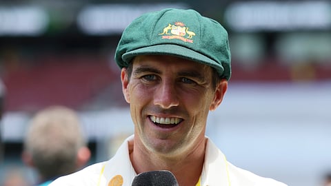 Australia's captain Pat Cummins speaks with media after Australia won the third Ashes cricket test against England in Adelaide, Australia