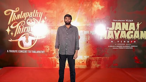 Director H. Vinoth at the Jananayagan music launch event.