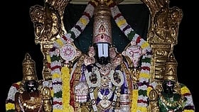 சிறப்பு அலங்காரத்தில் மூலவா் ஸ்ரீ கஜேந்திர வரதராஜ பெருமாள். ~சந்தன காப்பு அலங்காரத்தில் கோட்டை தா்வாஜா வீர ஆஞ்சனேயா்.