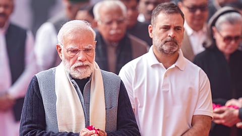 பிரதமர் நரேந்திர மோடி, மக்களவை எதிர்க்கட்சித் தலைவர் ராகுல் காந்தி 