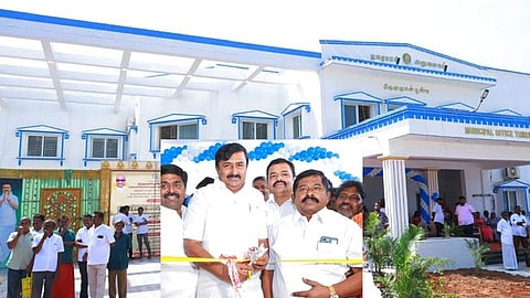 திருமுருகன்பூண்டி நகராட்சி அலுவலக கட்டடத்தை திறந்துவைத்த அமைச்சா் மு.பெ.சாமிநாதன்.