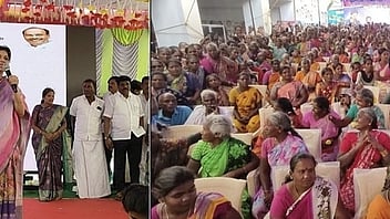 திருவண்ணாமலையை அடுத்த மங்கலத்தில் நடைபெற்ற நிகழ்ச்சியில் பேசிய பசுமைத் தாயகம் தலைவா் சௌமியா அன்புமணி.