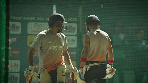 Rohit and Kohli in net practice.