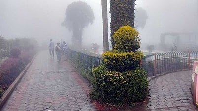  ஏற்காட்டில் கடும் பனிமூட்டத்தால் அண்ணா பூங்காவில் குறைந்து காணப்பட்ட சுற்றுலாப் பயணிகள்.  