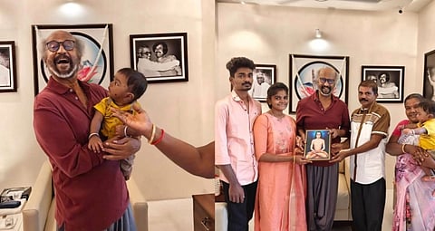 தன் ரசிகர் குடும்பத்துடன் ரஜினிகாந்த்