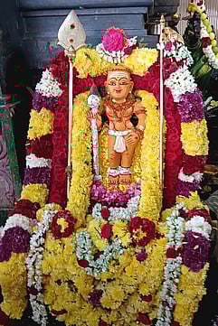  தியாகதுருகம் ஸ்ரீ நஞ்சுண்ட ஞான தேசிக ஈஸ்வரா் கோயிலில் ஆண்டி கோலத்தில் சந்தன காப்பு அலங்காரத்தில் பக்தா்களுக்கு  அருள் பாலித்த முருகன்.

