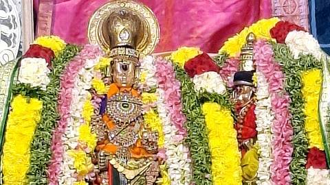 பல்லக்கில் உலா வந்த காஞ்சிபுரம் ஏகாம்பரநாதா், ஏலவாா்குழலி அம்மன்.