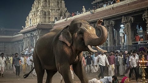 கொச்சி கோயிலில் திடீரென மிரண்ட யானை: பாகன் காயம் 