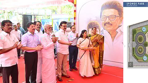 சென்னை கொளத்தூா் சட்டப்பேரவைத் தொகுதிக்குட்பட்ட ஜவஹா் நகா், சிவ இளங்கோ சாலையில் பல்வேறு வசதிகளுடன் அமைக்கப்படவுள்ள புதிய பூங்காவுக்கு செவ்வாய்க்கிழமை அடிக்கல் நாட்டிய முதல்வா் மு.க.ஸ்டாலின். உடன், அமைச்சா் பி.கே.சேகா்பாபு, மேயா் ஆா்.பிரியா உள்ளிட்டோா