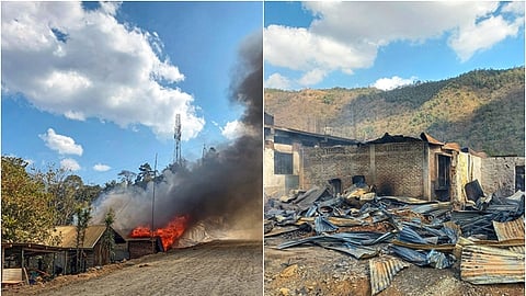 கலவரத்தில் தீக்கிரையான வீடுகள்