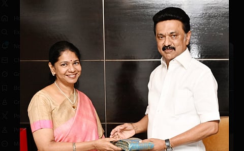 kanimozhi thanked MK stalin for magalir urimai thogai rs 5000 given to TN women