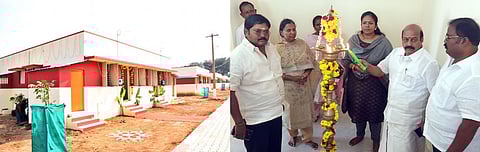 விழாவில் குத்துவிளக்கேற்றிய எம்எல்ஏ அ.செ. வில்வநாதன்.  உடன்  ஆட்சியா் க. சிவசெளந்திரவல்லி.