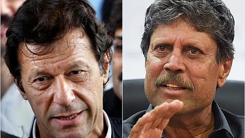 பாகிஸ்தான் முன்னாள் பிரதமர் இம்ரான் கான் - இந்திய கிரிக்கெட் அணியின் முன்னாள் கேப்டன் கபில் தேவ் 