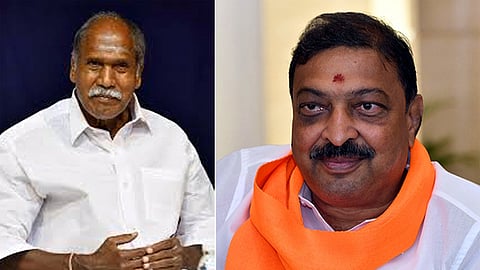 புதுச்சேரி முதல்வா் என்.ரங்கசாமி - பாஜக பொறுப்பாளா் நிா்மல் குமாா் சுரானா