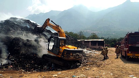 போடி நகராட்சி குப்பைக் கிடங்கில் தீ - பொதுமக்கள் அவதி