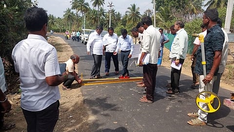 திருப்பத்தூரில் நெடுஞ்சாலைத்துறை பணிகள் ஆய்வு