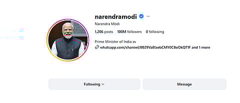 மோடியின் இன்ஸ்டா 10 கோடி பின்தொடர்பாளர்களை கடந்தது