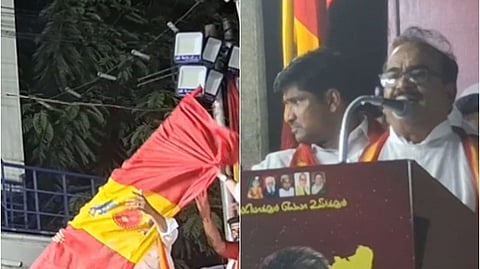 கரூா் தவெக பொதுக்கூட்டத்தில் 
இரும்புக் கம்பி விழுந்து பேச்சாளா் காயம்! கட்சி நிா்வாகி மீது வழக்குப் பதிவு!