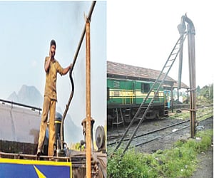 தண்ணீர் குடிக்கும் ரயில் வண்டி!