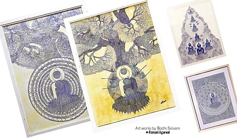 நீல வண்ணத்தில் ஜென் ஓவியம்!