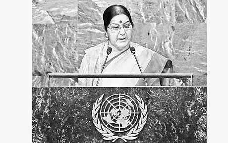 பாகிஸ்தான் சுயபரிசோதனை செய்துகொள்ள வேண்டும்: ஐ.நா.வில் சுஷ்மா ஸ்வராஜ் பதிலடி