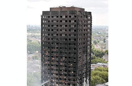 தீயில் கருகிய 'கிரீன்ஃபெல்' அடுக்குமாடி குடியிருப்பு.