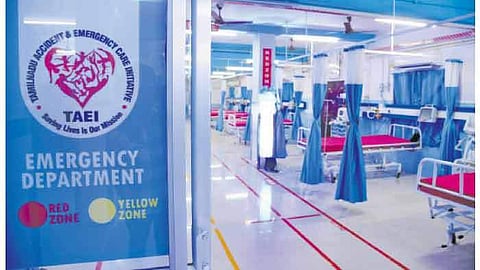 சென்னை கீழ்ப்பாக்கம் அரசு மருத்துவமனையில்  விபத்து மற்றும் அவசர சிகிச்சைப் பிரிவு.