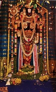 அனுமன் ஜெயந்தியை முன்னிட்டு வெங்கடாஜலபதி அலங்காரத்தில் காட்சியளித்த பெரியகுளம், பக்த ஆஞ்சநேயா்.