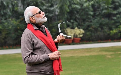 சூரிய கிரகணத்தைப் பார்க்க முடியாததால் பிரதமர் மோடி ஏமாற்றம்