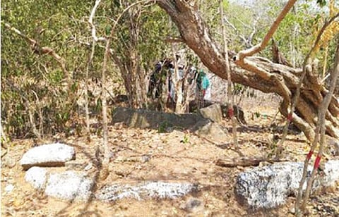 மலையடிப்பட்டி கிராமத்தில் கண்டறியப்பட்டுள்ள கல் திட்டை.