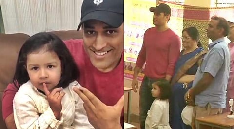 வாக்களித்த தோனி! வலியுறுத்தும் ஸிவா!