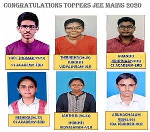 ஜேஇஇ பிரதான தோ்வில் தோ்ச்சி பெற்ற மாஸ்டா் ஜி பயிற்சி மைய மாணவா்கள்.