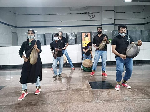 வண்ணாரப்பேட்டை மெட்ரோ ரயில் நிலையத்தில் கரோனா விழிப்புணர்வு கலை நிகழ்ச்சி