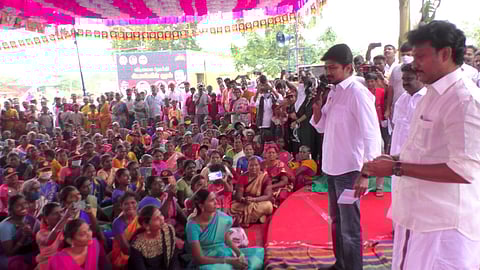 சமத்துவபுரத்தில் நடந்த கிராம மக்கள் சந்திப்பு கூட்டத்தில் பேசிய உதயநிதி ஸ்டாலின்