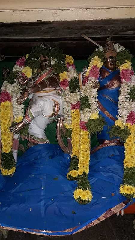 மீனாட்சி சுந்தரேசுவரா் கோயிலில் ஆருத்ரா தரிசனைத்தையொட்டி பக்தா்கள் அருள்பாலித்த நடராஜா்,சிவகாமியம்மன்.