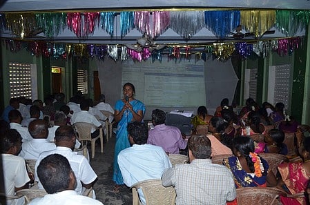 ராமநத்தத்தில் ஊராட்சித் தலைவா்கள், துணைத் தலைவா்களுக்கு நடைபெற்ற பொது நிதி மேலாண்மைத் திட்டப் பயிற்சியில் கலந்து கொண்டோா்.