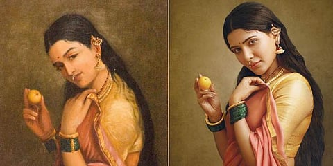 ராஜா ரவி வர்மாவின் ஓவியங்களாக மாறிய தமிழ் நடிகைகள்! (படங்கள்)