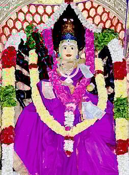 பொங்கல் பண்டிகையையொட்டி, கிடையூரில் உள்ள அருள்மிகு செல்லாண்டியம்மனுக்கு புதன்கிழமை செய்யப்பட்டிருந்த சிறப்பு அலங்காரம்.